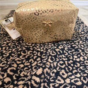 Gold Leopard Print Cosmetic Bag